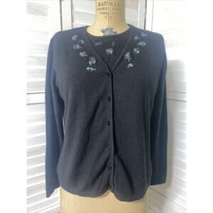 Norton Mcnaughton Women’s Black Cardigan And Camisole Set Acrylic Silk Sz Large